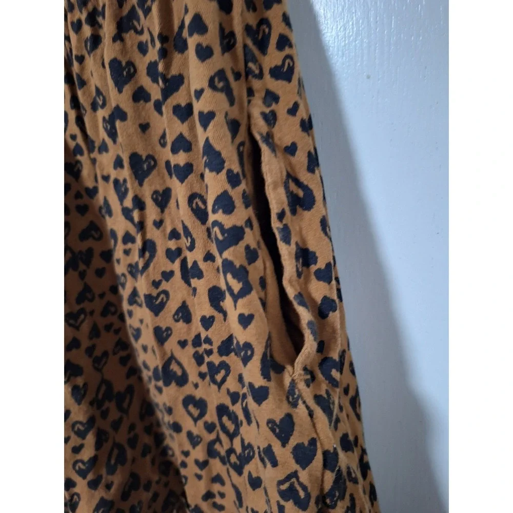Old Navy Girls Dress Size M 8 Brown Black Hearts Short Sleeve Pocket T-Shirt
